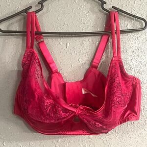 Lane Bryant Cacique Very Sexy Pink Demi Bra with Lace overlay 44DDD Lingerie